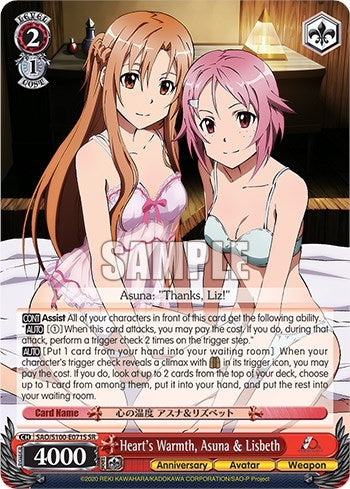 Heart’s Warmth Asuna & Lisbeth (SR) (100071) [SAO/S100] - Weiss Schwarz Single