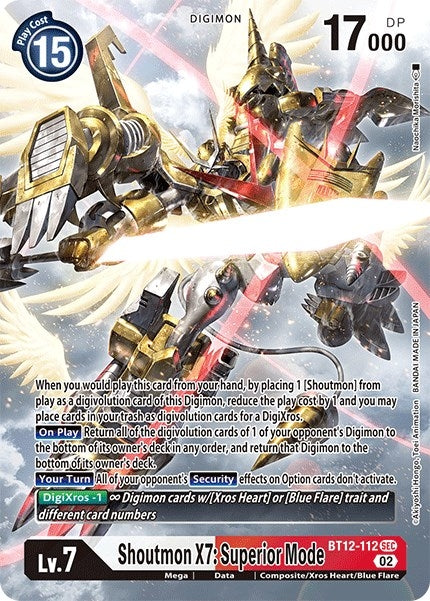 Shoutmon X7: Superior Mode (Alternate Art) (12112) [BT12] - Digimon Card Game Single