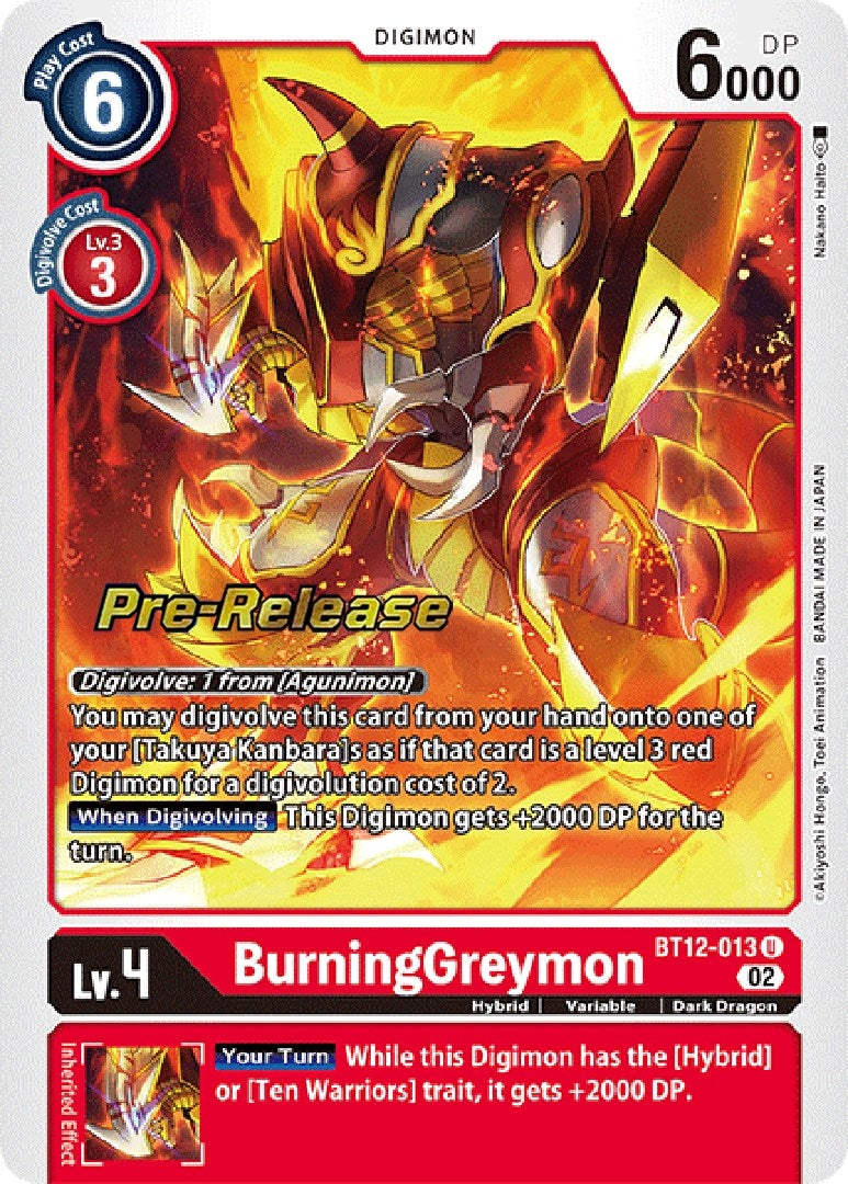 BurningGreymon (12013) [BT12_PR] - Digimon Card Game Single