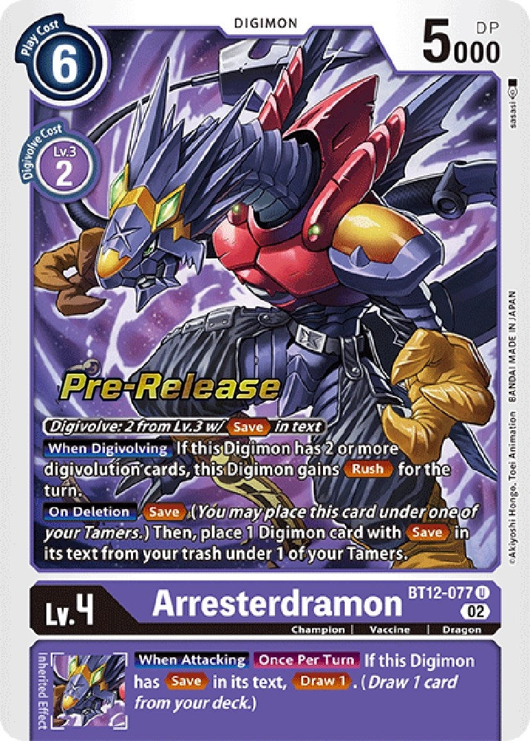 Arresterdramon (12077) [BT12_PR] - Digimon Card Game Single