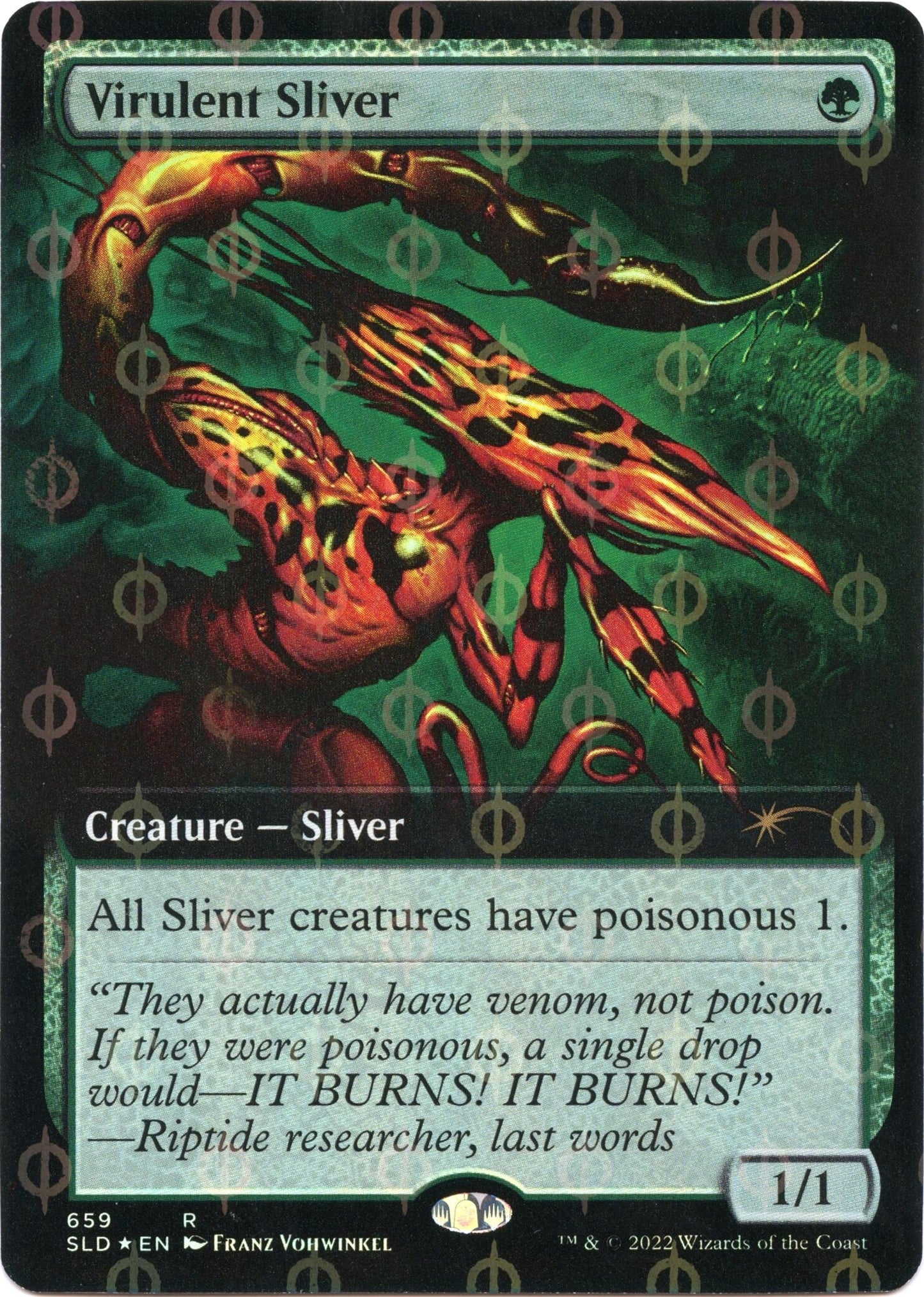 Virulent Sliver (Extended Art) (Step-and-Compleat Foil) (659) [SLD] - MTG Single