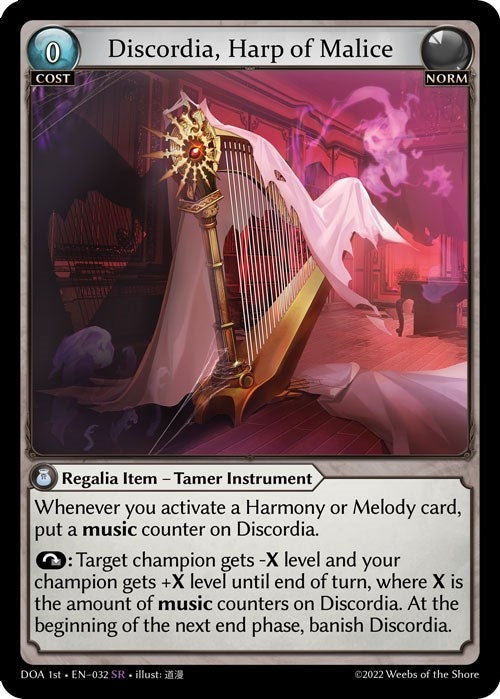 Image for Discordia, Harp of Malice (032) (Dawn of Ashes 1st Edition) - Grand Archive TCG