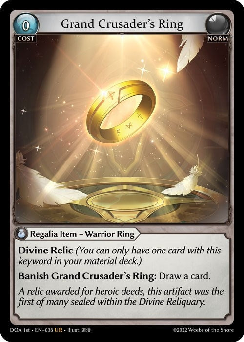 Image for Grand Crusader's Ring (038) (Dawn of Ashes 1st Edition) - Grand Archive TCG