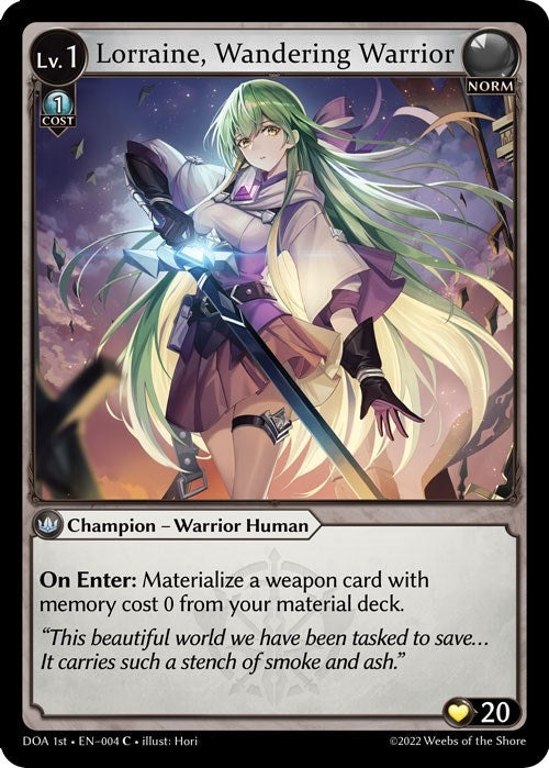Image for Lorraine, Wandering Warrior (004) (Dawn of Ashes 1st Edition) - Grand Archive TCG