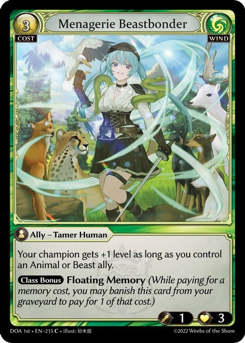 Image for Menagerie Beastbonder (215) (Dawn of Ashes 1st Edition) - Grand Archive TCG