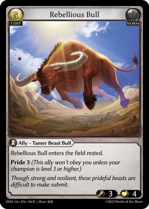 Image for Rebellious Bull (104) (Dawn of Ashes 1st Edition) - Grand Archive TCG