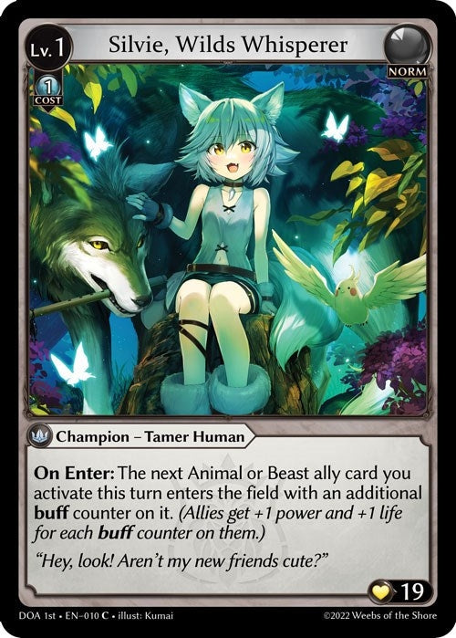 Image for Silvie, Wilds Whisperer (010) (Dawn of Ashes 1st Edition) - Grand Archive TCG