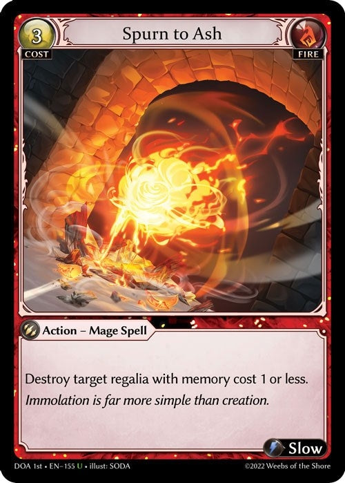 Image for Spurn to Ash (155) (Dawn of Ashes 1st Edition) - Grand Archive TCG