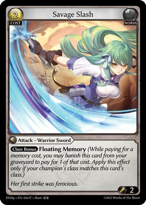 Image for Savage Slash (056) (Dawn of Ashes Prelude) - Grand Archive TCG