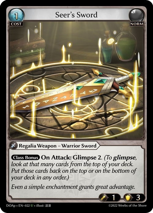 Image for Seer's Sword (022) (Dawn of Ashes Prelude) - Grand Archive TCG