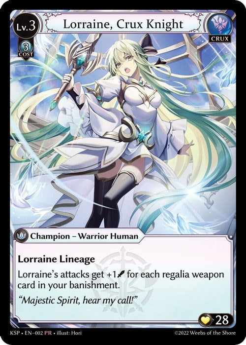 Image for Lorraine, Crux Knight (002) (Kickstarter Promotional Cards) - Grand Archive TCG