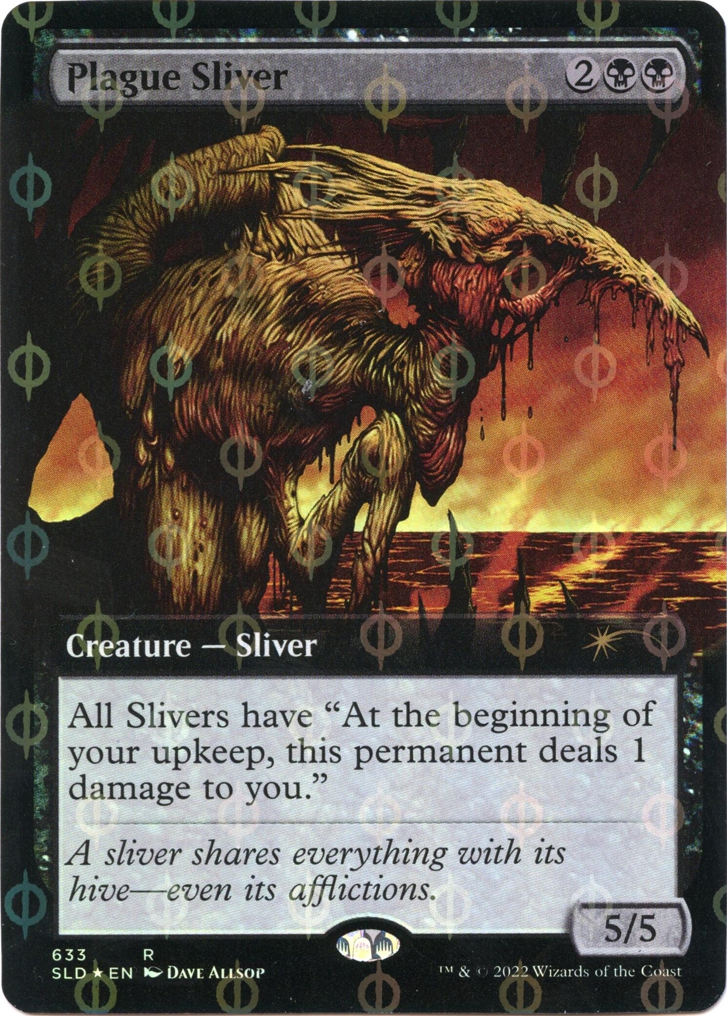 Plague Sliver (Extended Art) (Step-and-Compleat Foil) (633) [SLD] - MTG Single