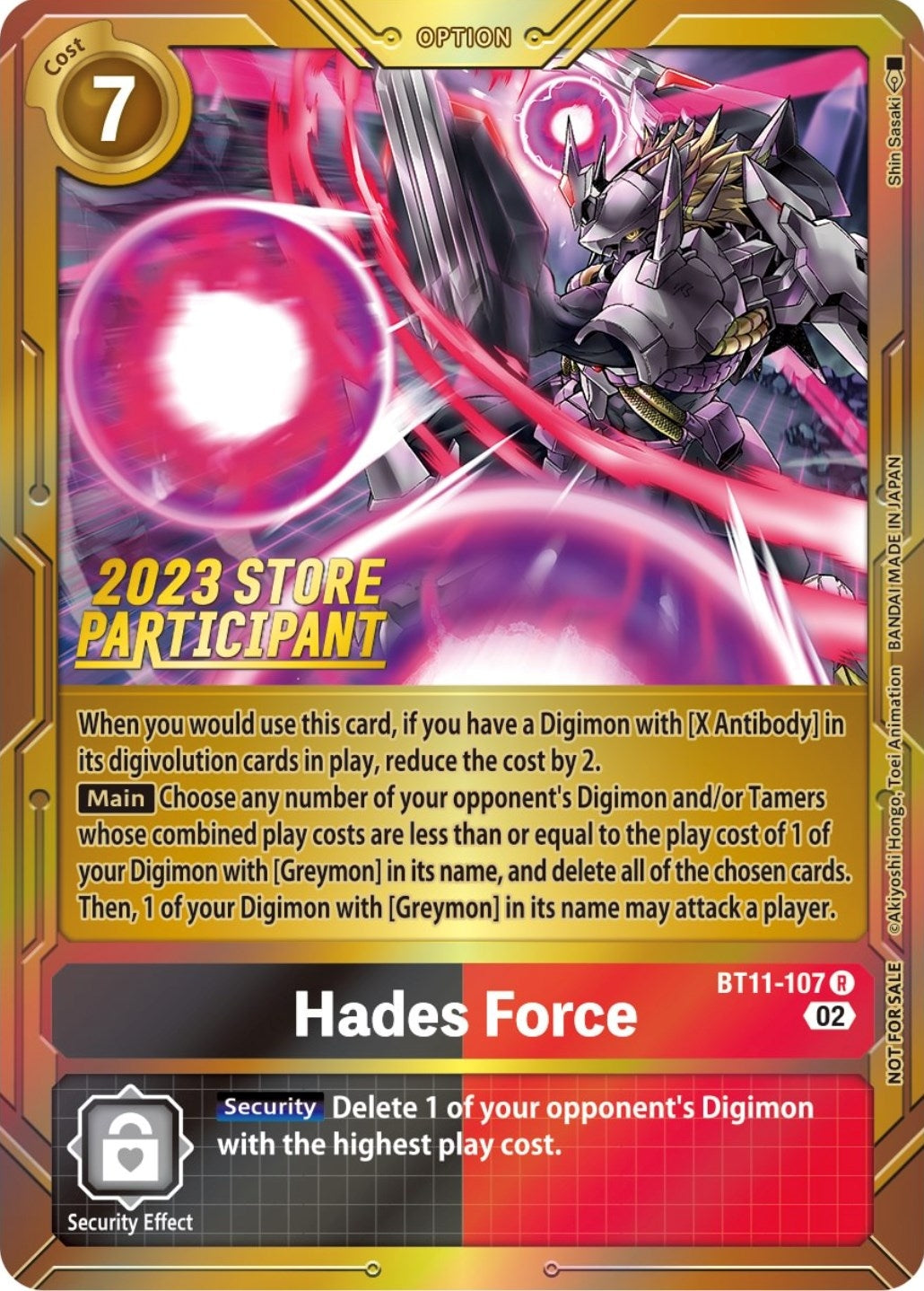 Hades Force (2023 Store Participant) (11107) [BT11] - Digimon Card Game Single