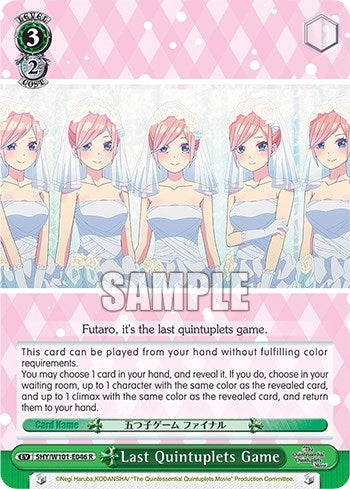 Last Quintuplets Game (5) - Weiss Schwarz Single