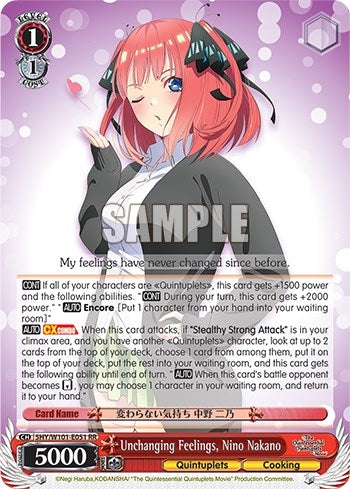 Unchanging Feelings Nino Nakano (5) - Weiss Schwarz Single