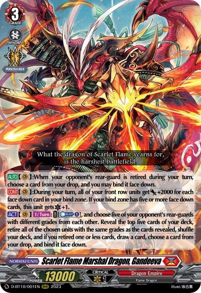 Scarlet Flame Marshal Dragon Gandeeva (10001) [D-BT10] - Cardfight Vanguard Single