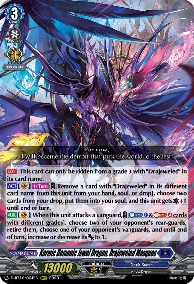 Karmic Demonic Jewel Dragon Drajeweled Masques (10004) [D-BT10] - Cardfight Vanguard Single