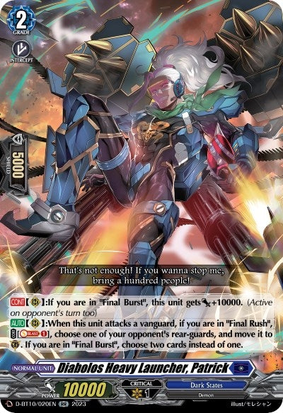 Diabolos Heavy Launcher Patrick (10020) [D-BT10] - Cardfight Vanguard Single