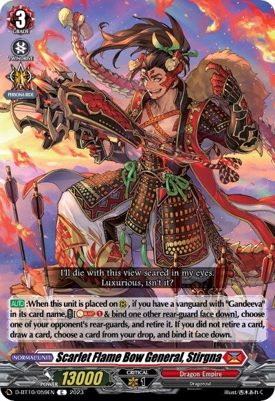 Scarlet Flame Bow General Stirgna (10059) [D-BT10] - Cardfight Vanguard Single