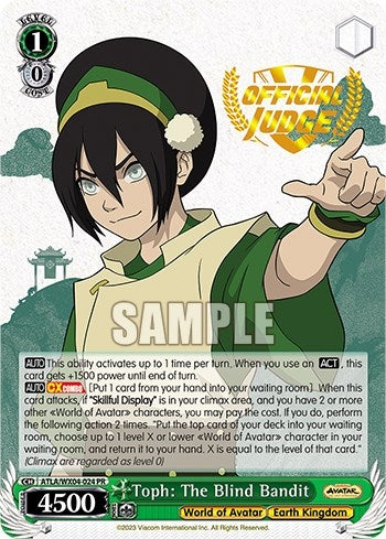 Toph: The Blind Bandit (Judge Promo) (4024) [ATLA/WX04] - Weiss Schwarz Single