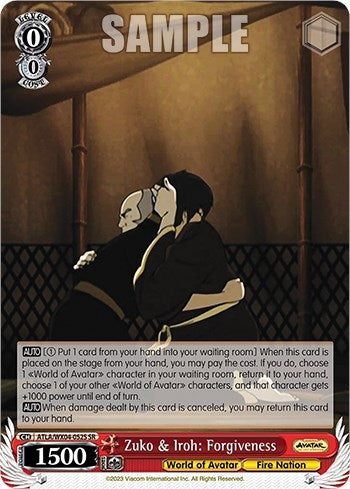 Zuko & Iroh: Forgiveness (SR) (4052) [ATLA/WX04] - Weiss Schwarz Single