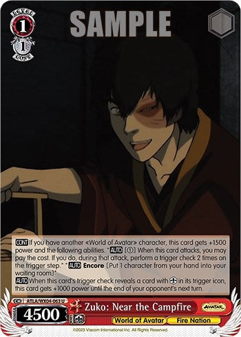 Zuko: Near the Campfire (4063) [ATLA/WX04] - Weiss Schwarz Single