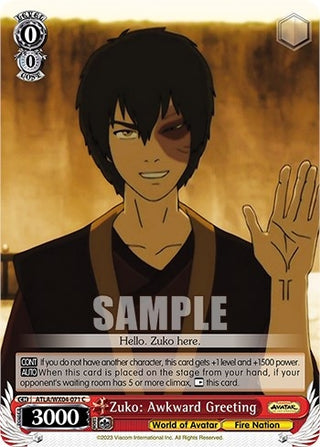 Zuko: Awkward Greeting (4071) [ATLA/WX04] - Weiss Schwarz Single