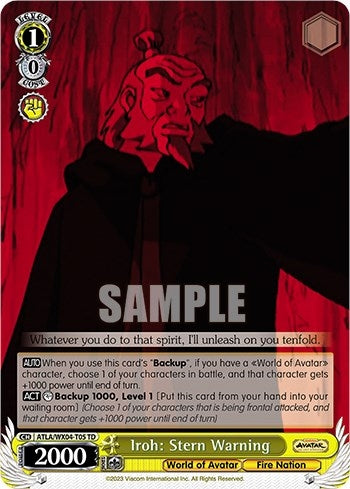 Iroh: Stern Warning (405) [ATLA/WX04] - Weiss Schwarz Single