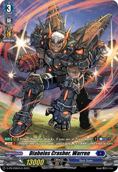 Diabolos Crasher Warren (205) (Foil) (205) [D-PR] - Cardfight Vanguard Single