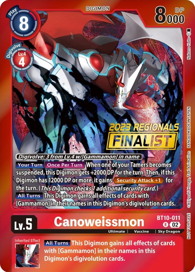 Canoweissmon (2023 Regionals Finalist) (10011) [BT10] - Digimon Card Game Single