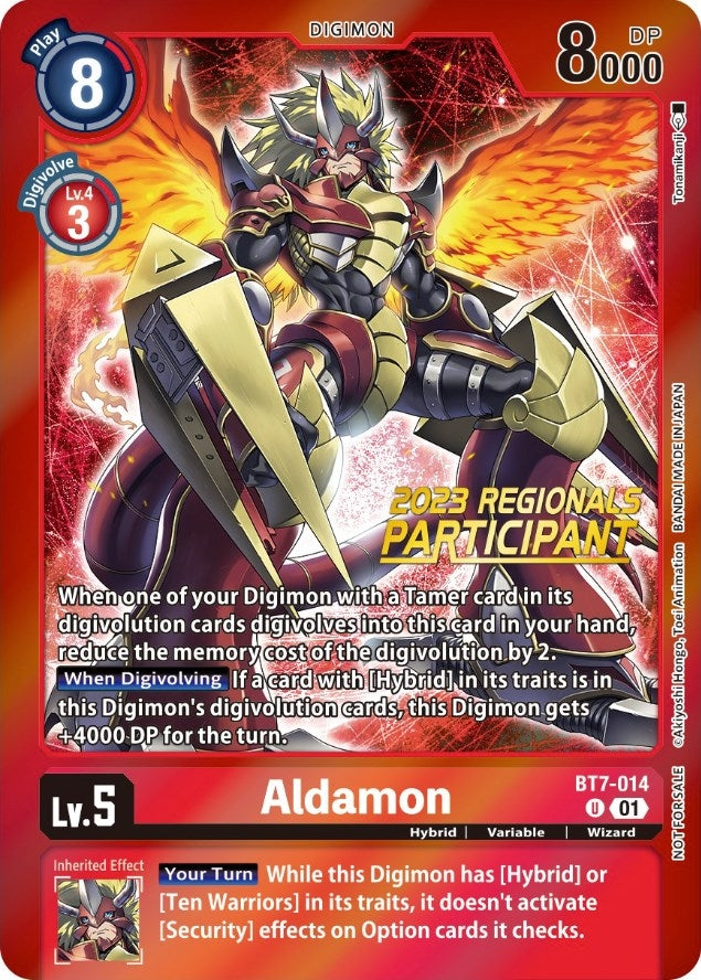 Aldamon (2023 Regionals Participant) (7014) [BT07] - Digimon Card Game Single