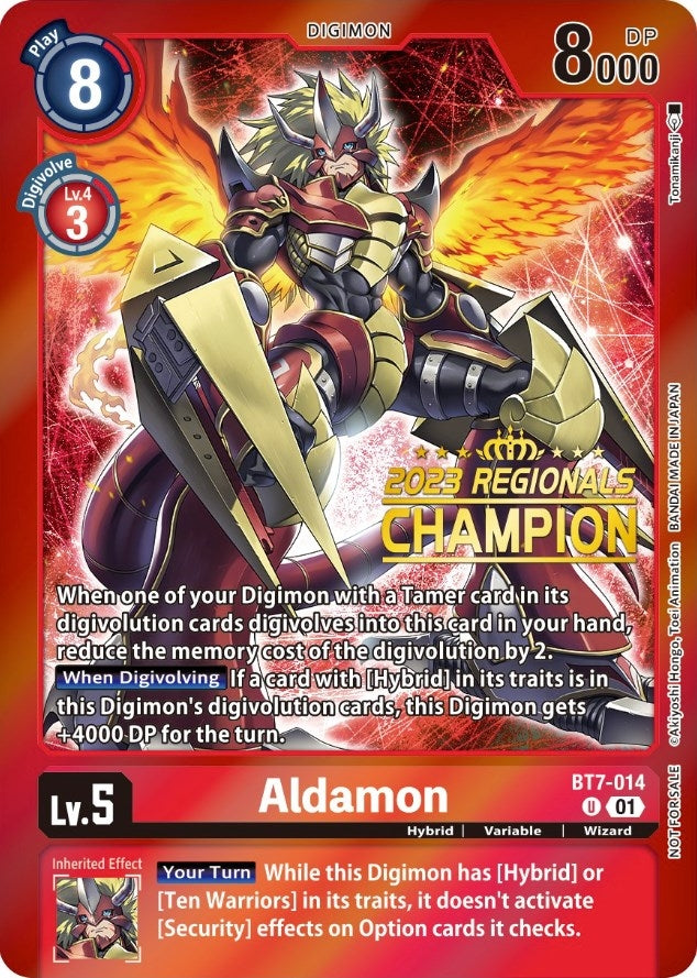 Aldamon (2023 Regionals Champion) (7014) [BT07] - Digimon Card Game Single
