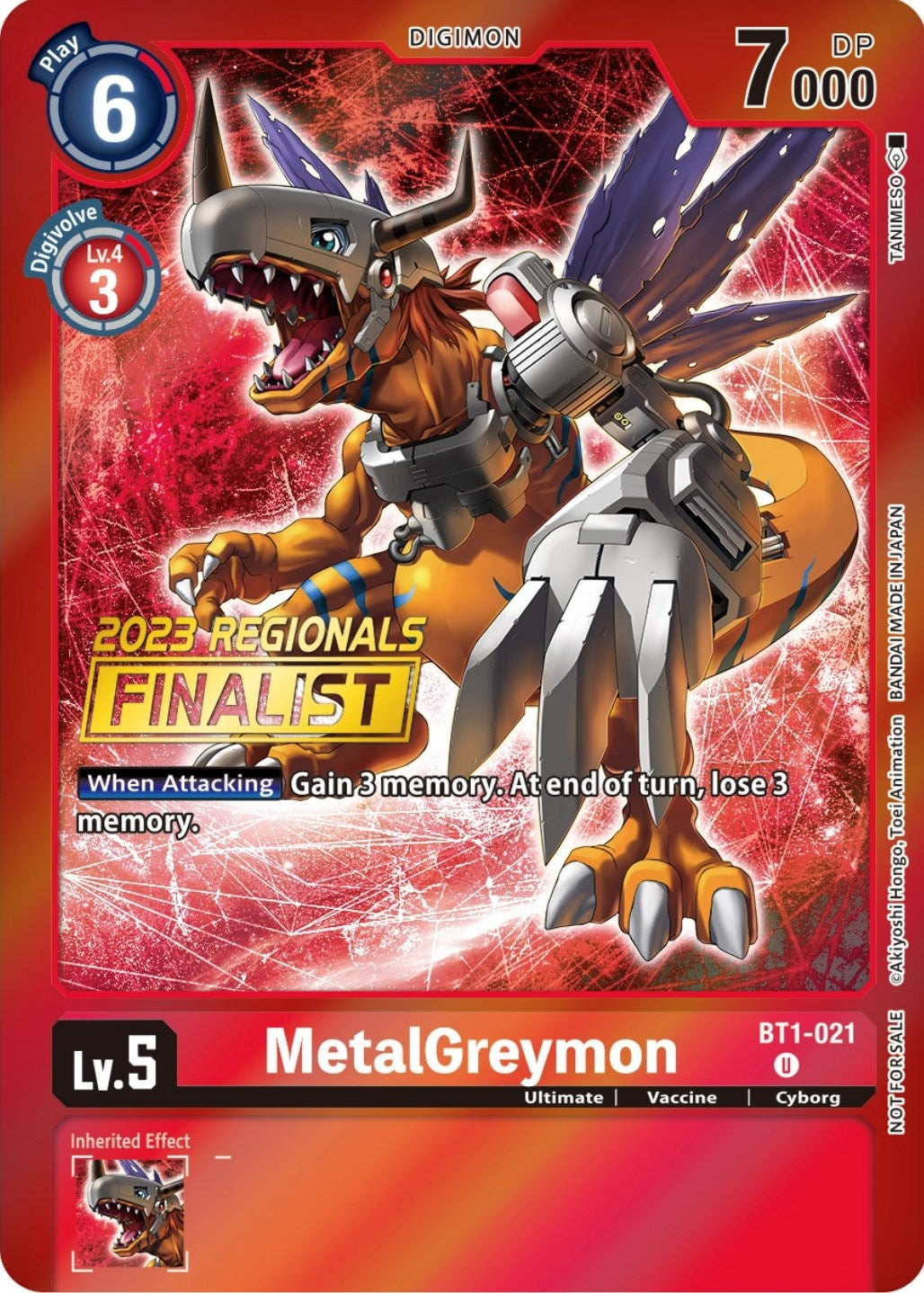 MetalGreymon - BT1-021 (2023 Regionals Finalist) (1021) [BT01-03] - Digimon Card Game Single