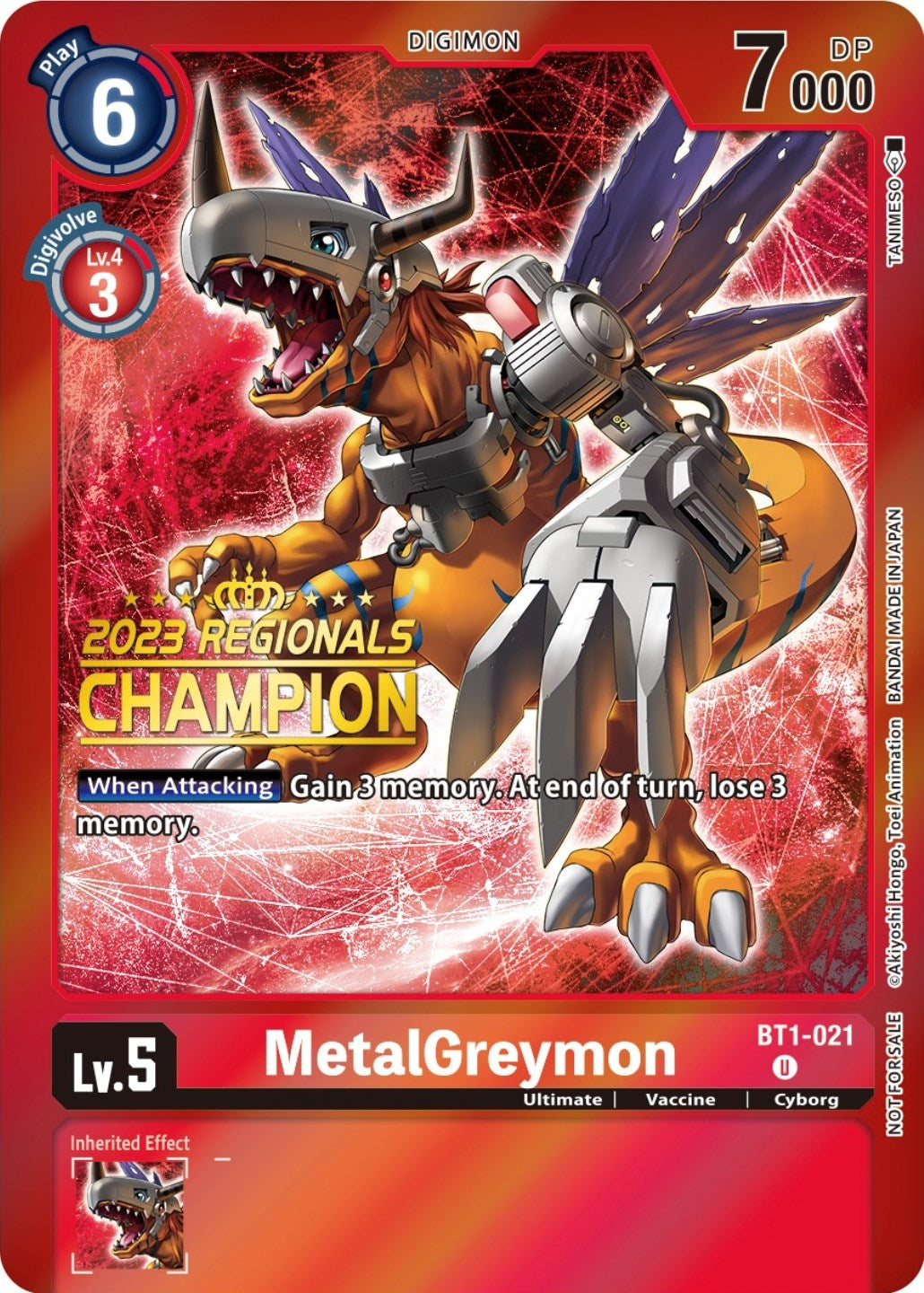 MetalGreymon - BT1-021 (2023 Regionals Champion) (1021) [BT01-03] - Digimon Card Game Single