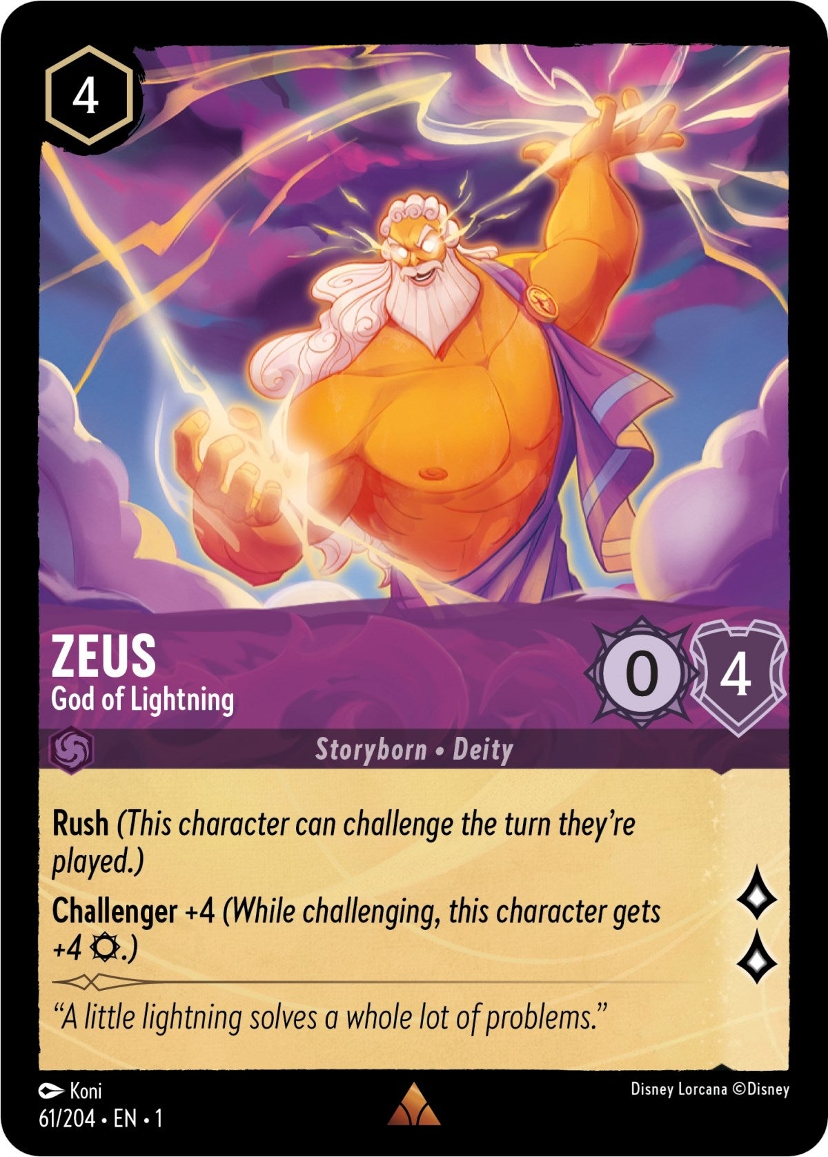 Zeus - God of Lightning (61) (1) - Disney Lorcana Single