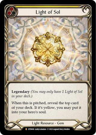 Light of Sol (0) [DTD] - Flesh and Blood TCG Single