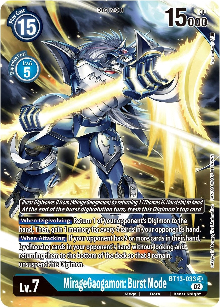 MirageGaogamon: Burst Mode (Alternate Art) (13033) [BT13] - Digimon Card Game Single