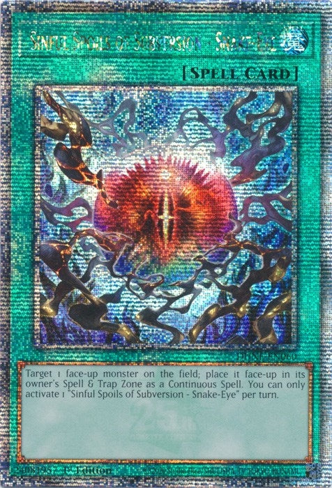 Sinful Spoils of Subversion - Snake-Eye (Quarter Century Secret Rare) (60) (DUNE) - YuGiOh Single