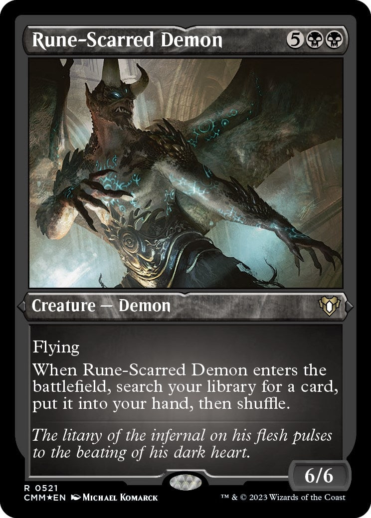 Rune-Scarred Demon (Foil Etched) (521) [CMM] - MTG Single