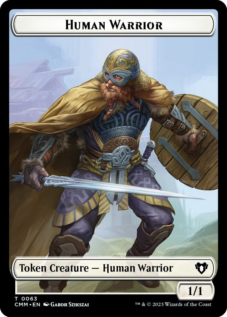 Human Warrior // Zombie Army Double-Sided Token (0) [CMM] - MTG Single