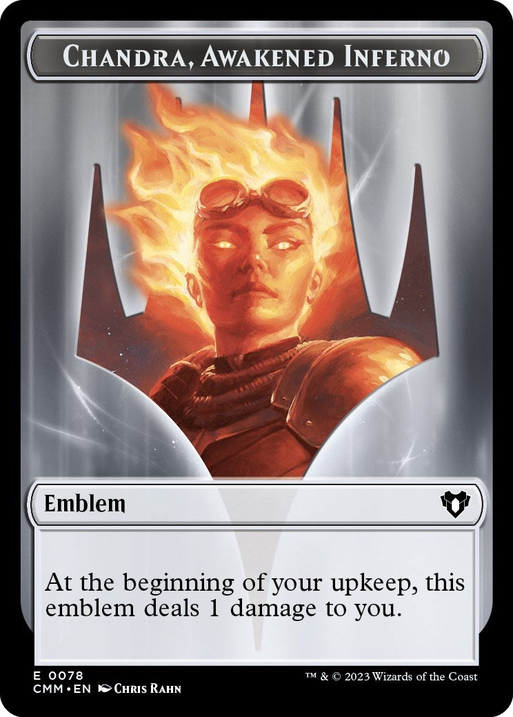 Emblem - Chandra Awakened Inferno // Wizard Double-Sided Token (0) [CMM] - MTG Single