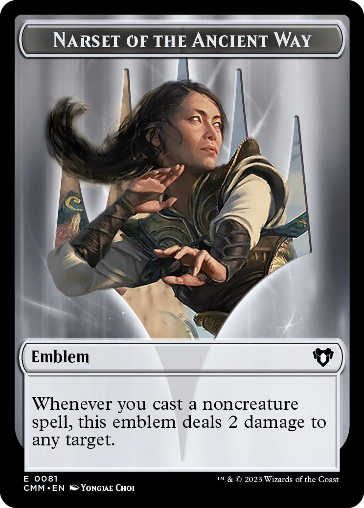Emblem - Narset of the Ancient Way // Wizard Double-Sided Token (0) [CMM] - MTG Single