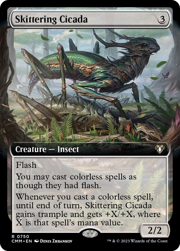 Skittering Cicada (Extended Art) (750) [CMM] - MTG Single