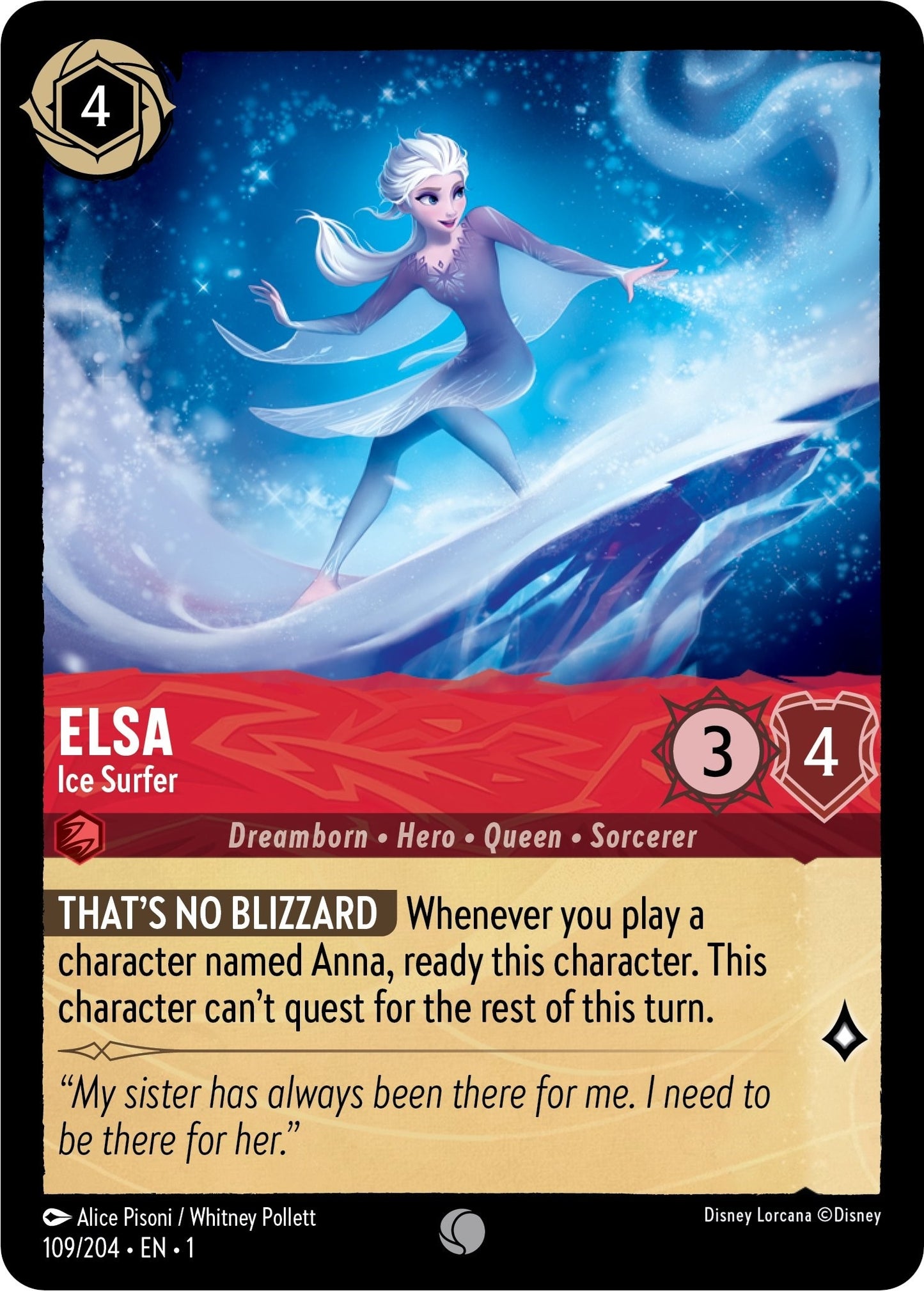 Elsa - Ice Surfer (109) (1) - Disney Lorcana Single