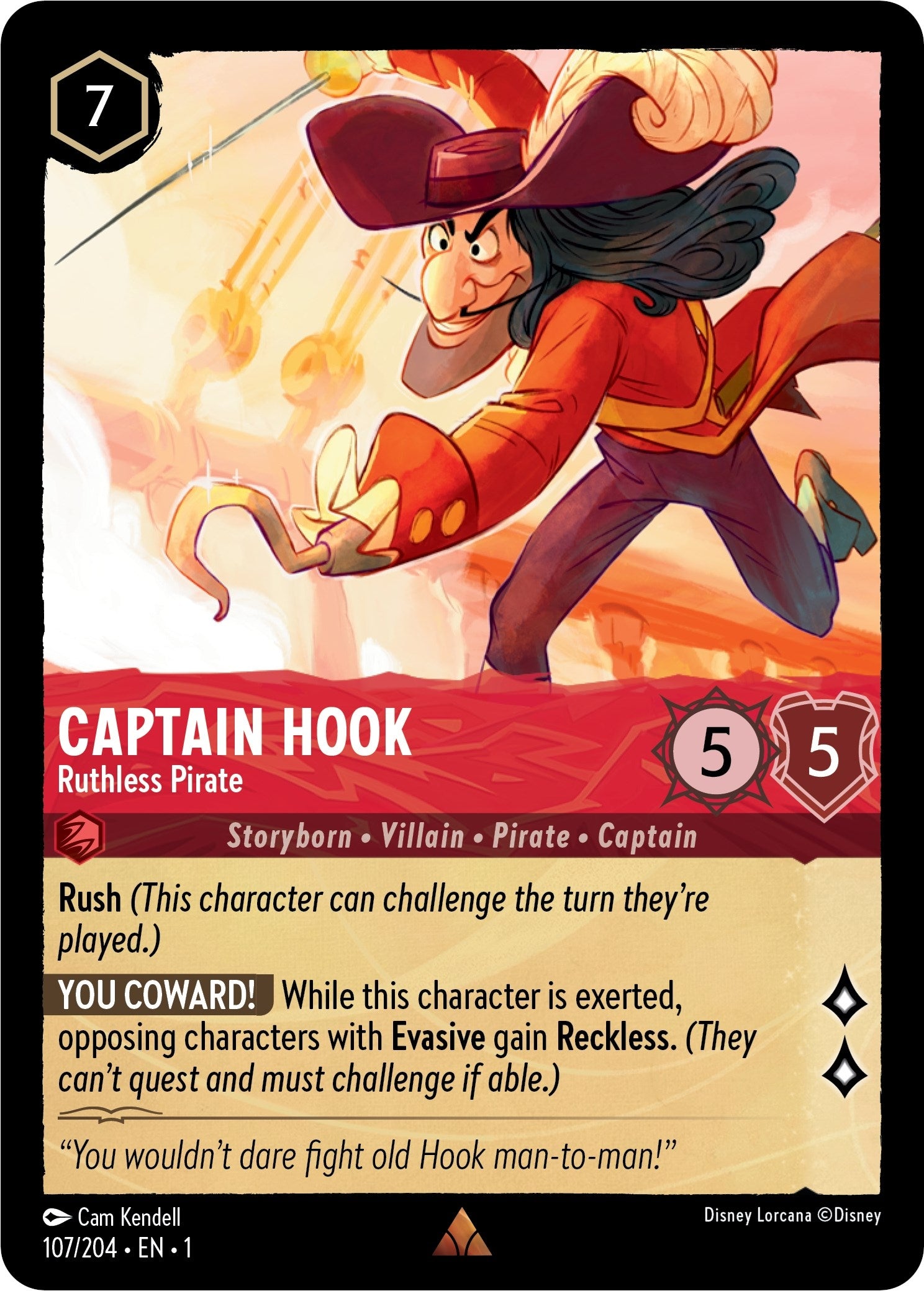 Captain Hook - Ruthless Pirate (107) (1) - Disney Lorcana Single