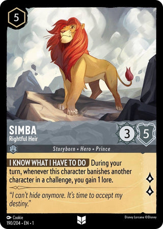 Simba - Rightful Heir (190) (1) - Disney Lorcana Single