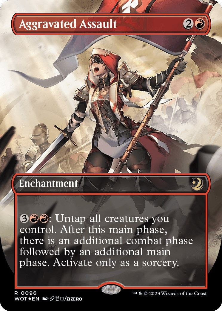 Aggravated Assault (Anime Borderless) (Confetti Foil) (96) [WOT] - MTG Single