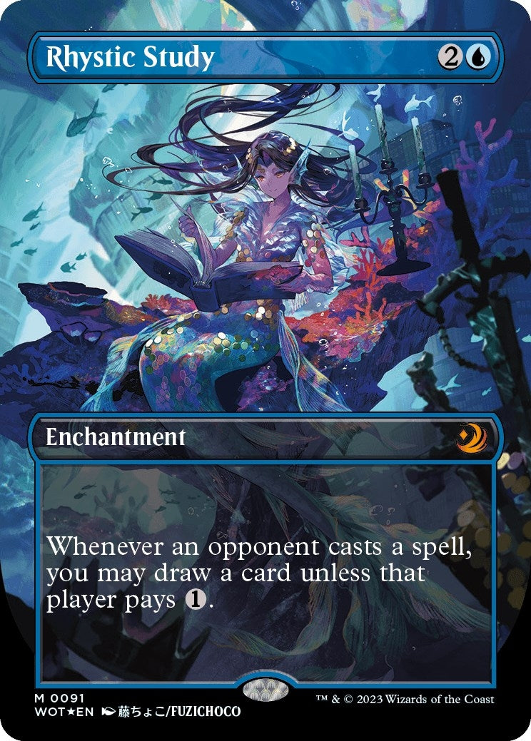 Rhystic Study (Anime Borderless) (Confetti Foil) (91) [WOT] - MTG Single