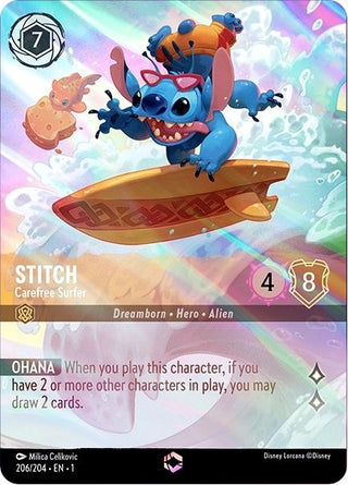 Stitch - Carefree Surfer (Enchanted) (206) (1) - Disney Lorcana Single