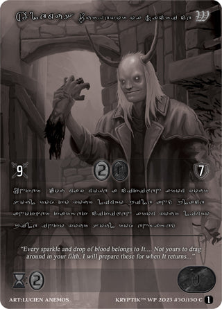 Alemus Purveyor of Sacrifice (Silver Kryptik Language) (50) [KPTGC] - Kryptik TCG Single